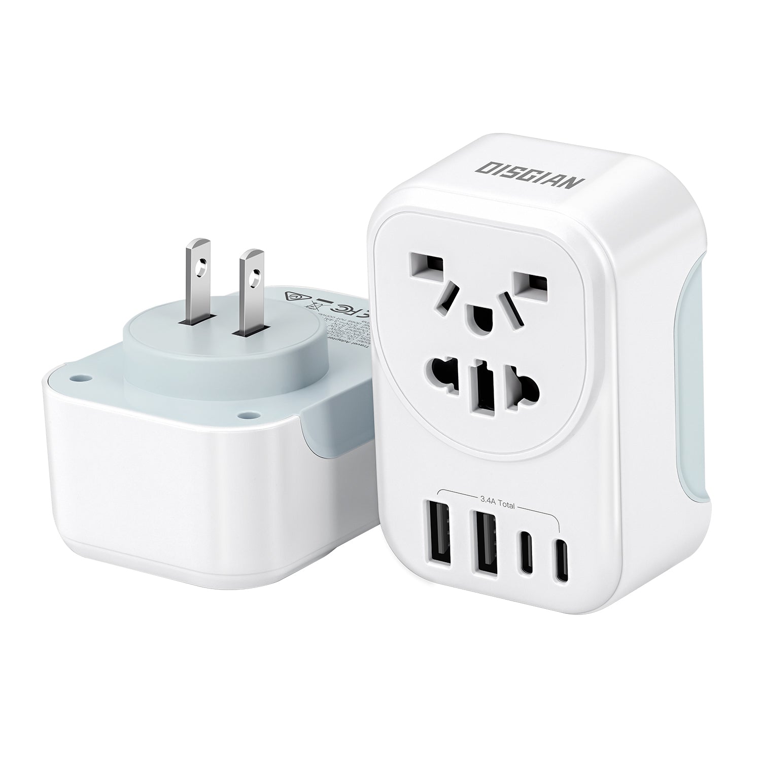 DISGIAN Japan Travel Adapter,Portable Type A (Fit JP US CA TH CN MX) Travel Adapter,Wall Charger with 2 USB-A & 2 USB-C Ports, Universal Global Converter Socket for EU UK AU US Japan Travel