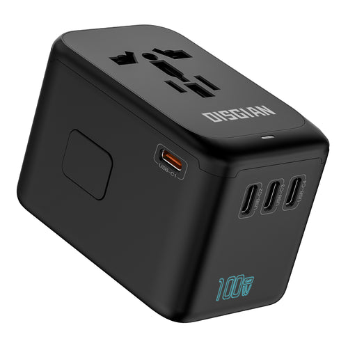 DISGIAN 100W GaN Universal Travel Adapter, 4-Port USB-C & USB-A Fast Charging International Travel Plug for Laptop Phone, Worldwide Wall Charger for EU US UK JP AU