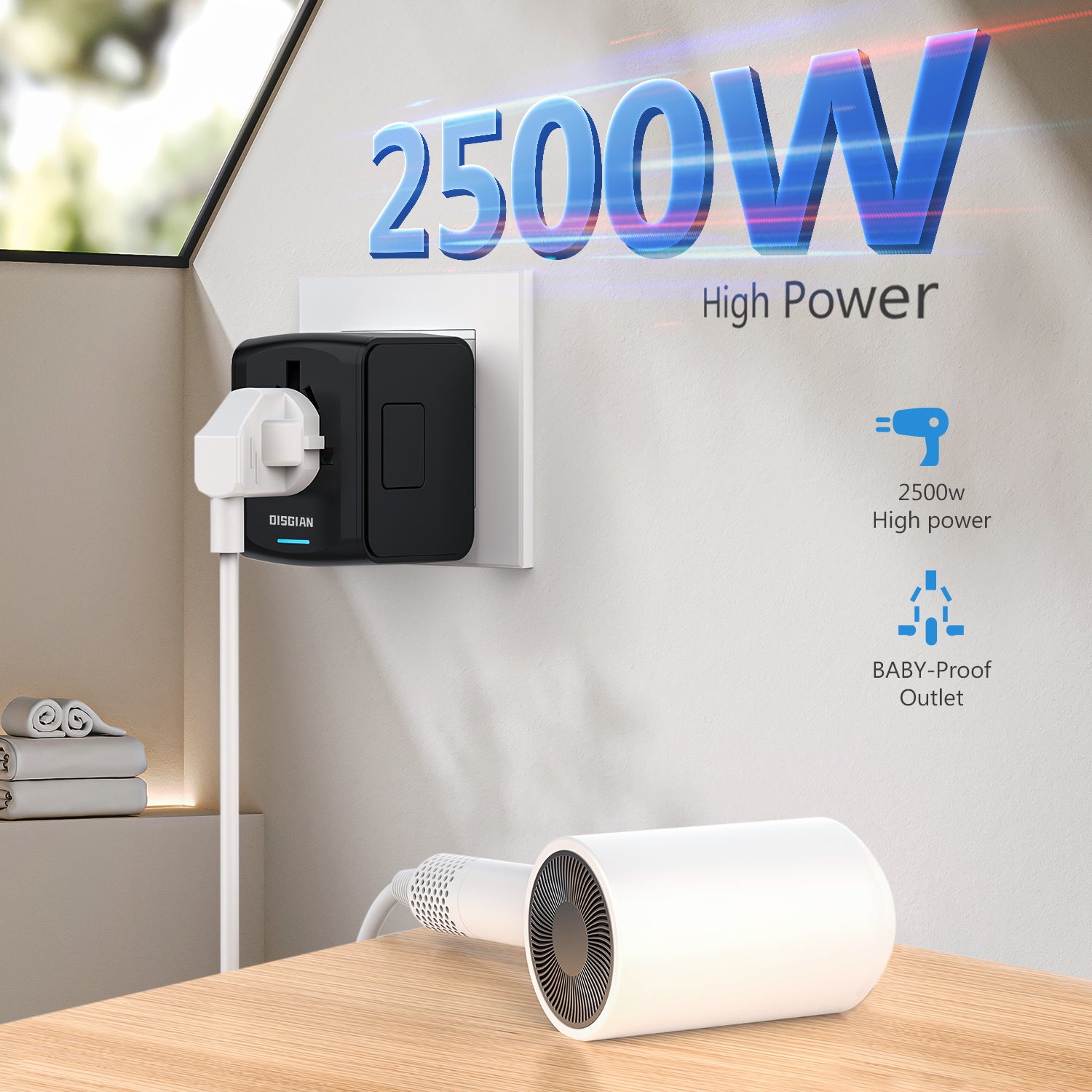 DISGIAN Universal Travel Adapter 3 USB & Type-C Port International Wall Charger Plug for UK EU AU 200 Countries