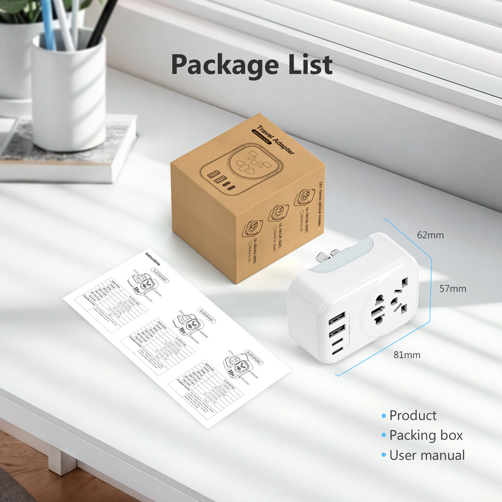 DISGIAN AU Travel Adapter,EU/UK/USA/JP China Italy to AU/NZ Outlet Power Adaptor with 2 USB-C and 2USB-A Port.Portable World to Australia Plug Adapter Compatible with US, UK, EU, JP,CN Plug