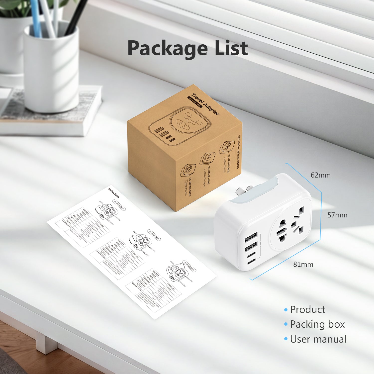 DISGIAN AU Travel Adapter,EU/UK/USA/JP China Italy to AU/NZ Outlet Power Adaptor with 2 USB-C and 2USB-A Port.Portable World to Australia Plug Adapter Compatible with US, UK, EU, JP,CN Plug